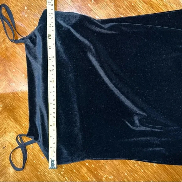 Ralph Lauren Black Velvet Sleeveless Y2K Night Out Prom Wedding Midi Dress M - Picture 6 of 9